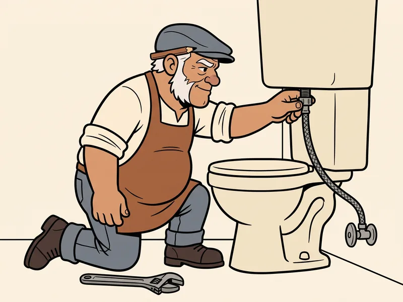 Plastic coupling nut on the fill valve: hand tight only The Old Tradesman kneels beside a toilet and turns the plastic nut of a braided supply line by hand under the tank, his adjustable wrench left on the floor