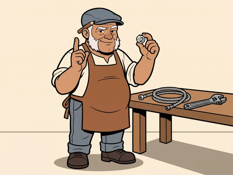 Shop rule: hand tight means hand tight The Old Tradesman holds up a small white plastic coupling nut and raises one finger, a braided toilet supply line and an adjustable wrench left on the bench behind him