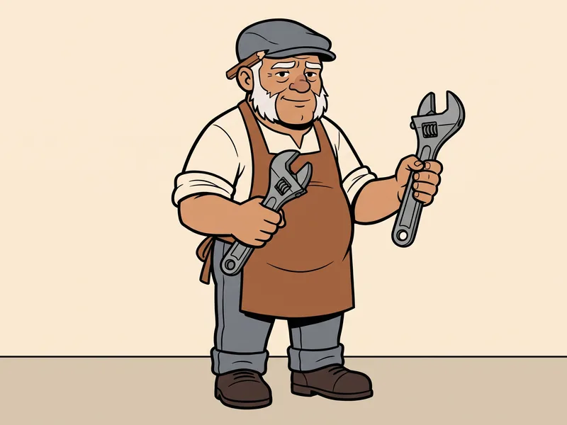The Old Tradesman holds up two ten inch adjustable wrenches, one in each hand