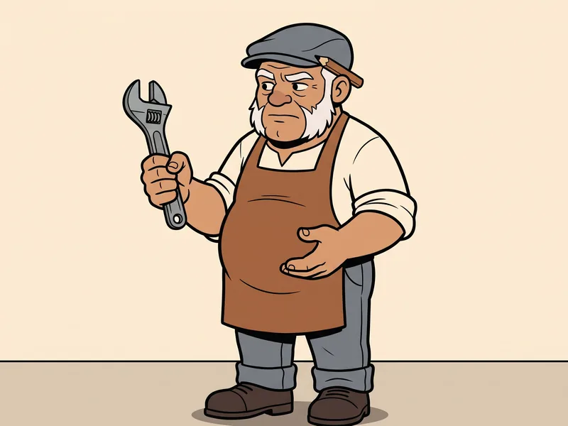 One wrench leaves the pipe to take the twist The Old Tradesman looks sideways at a single adjustable wrench in one hand, his other hand open and empty