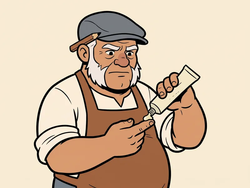 The Old Tradesman squeezes a small dab of silicone grease from a tube onto his fingertip